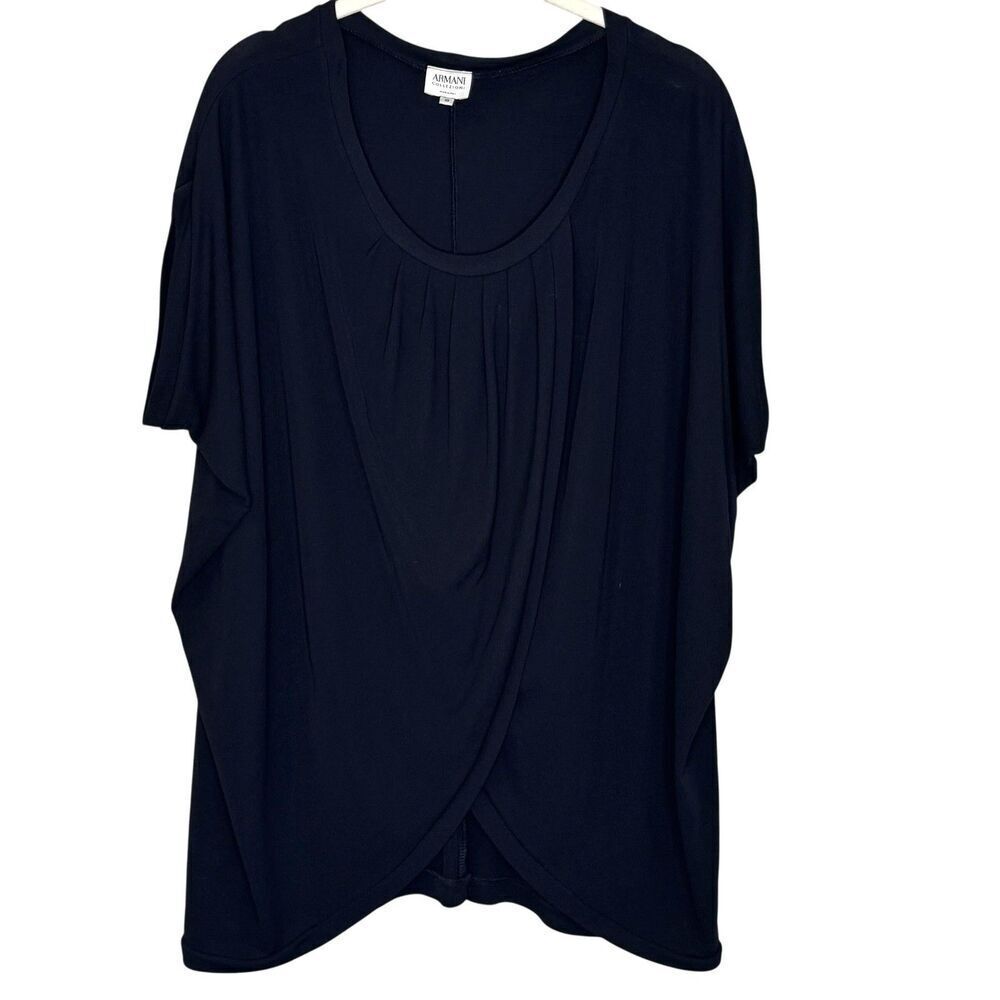 Armani Collezioni Shirt Womens 10 Black Draped Dolman Tunic Top Made Italy